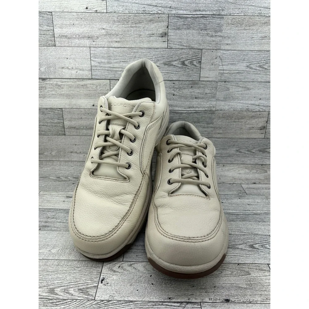 Rockport Men World Tour Classic Leather Walking Shoes Cream CJ1552 Size 10.5W